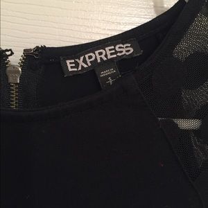 Express Dresses - Express Black dress sheer polka dot sleeves Express Dresses - Express Black dress sheer polka dot sleeves